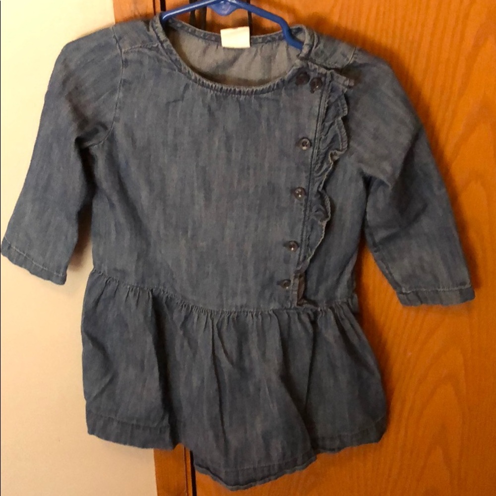 Denim dress. With ruffles.